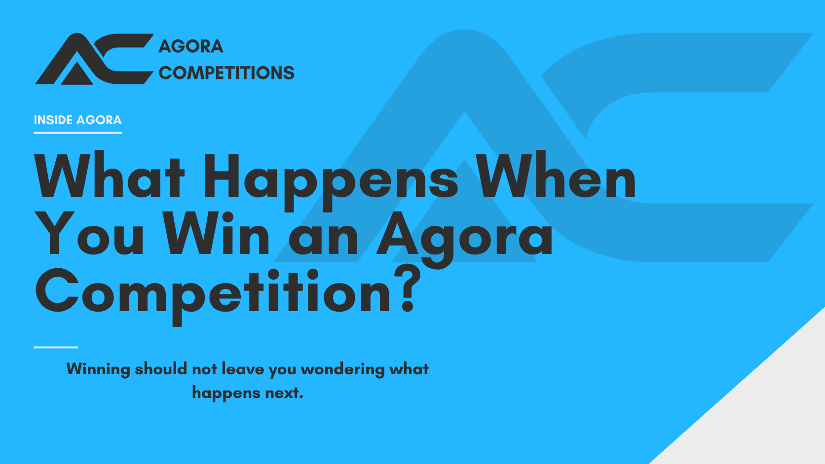A winning Agora entry moving through contact, verification, prize payment and publicity choice stages